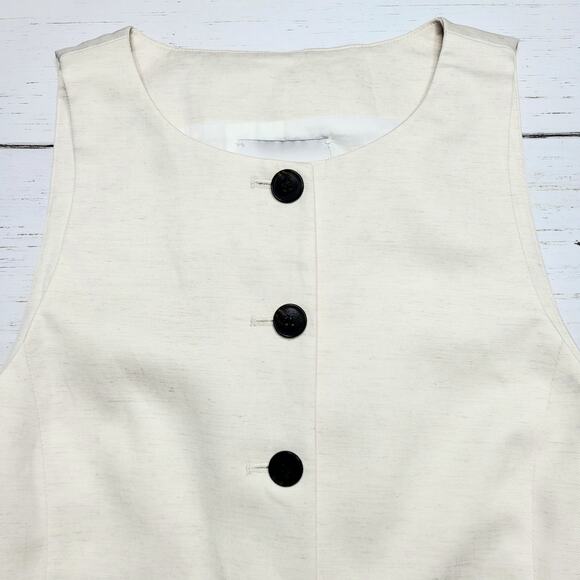 Madewell Crewneck Cutaway Vest Drape Twill Ivory White Button Down Tank Medium 8 - Picture 5 of 8